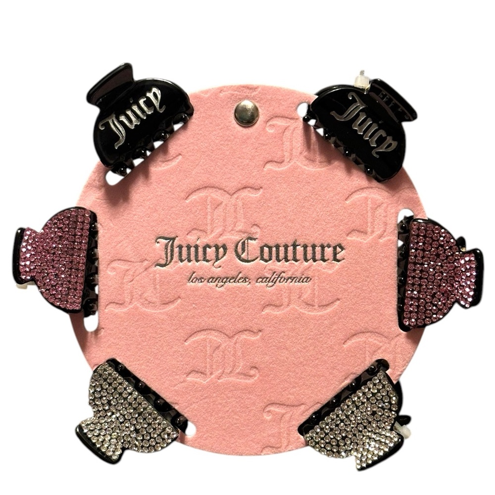 NWT•Juicy Couture Logo Rhinestone hair clips 6pc